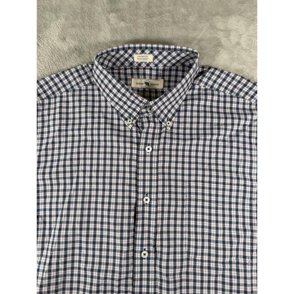 Onward Reserve Shirt Mens XL Blue Check Tailored Fit Long Sleeve Button Up